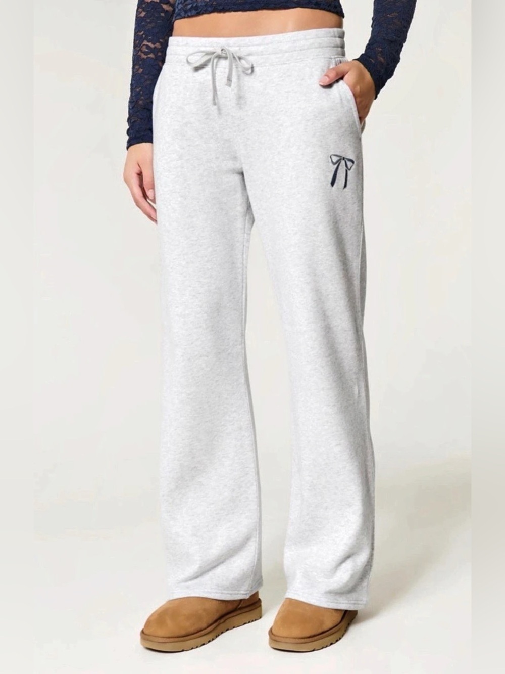 Hollister Gray Sweatpants Bow Detail Size XS Like New